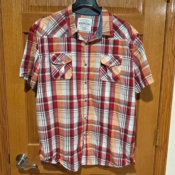 Aeropostale Other - AEROPOSTALE Men's XXL Button Down Plaid Short Sleeve Casual Shirt